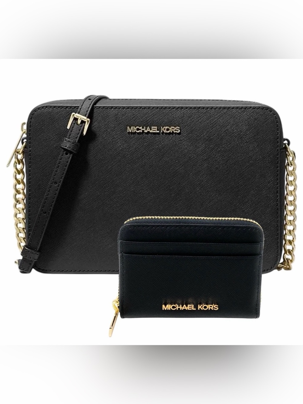 Michael Kors Black Saffiano Leather Crossbody with Matching Card Wallet